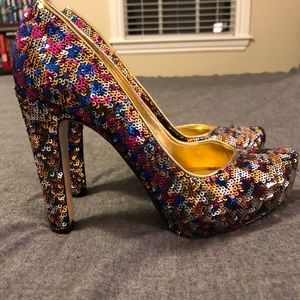 Multi-colored Sequin heels- Nine West